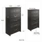 Draven Rustic Modern 5 Drawer Dresser with Pewter Handles - Black Oak