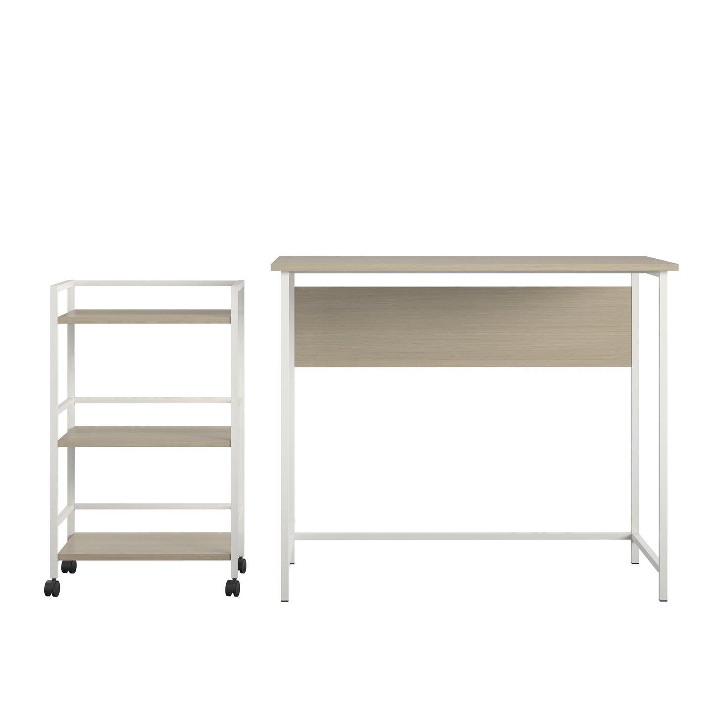 Baylor 2 Piece Student Desk with Rolling Storage Cart - Pale Oak