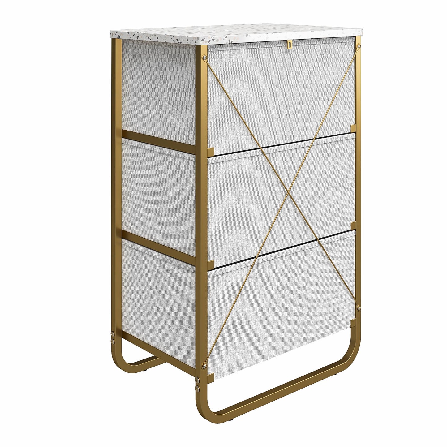 Keegan 3 Drawer Fabric Bin Storage Organizer with Metal Frame - Terrazzo