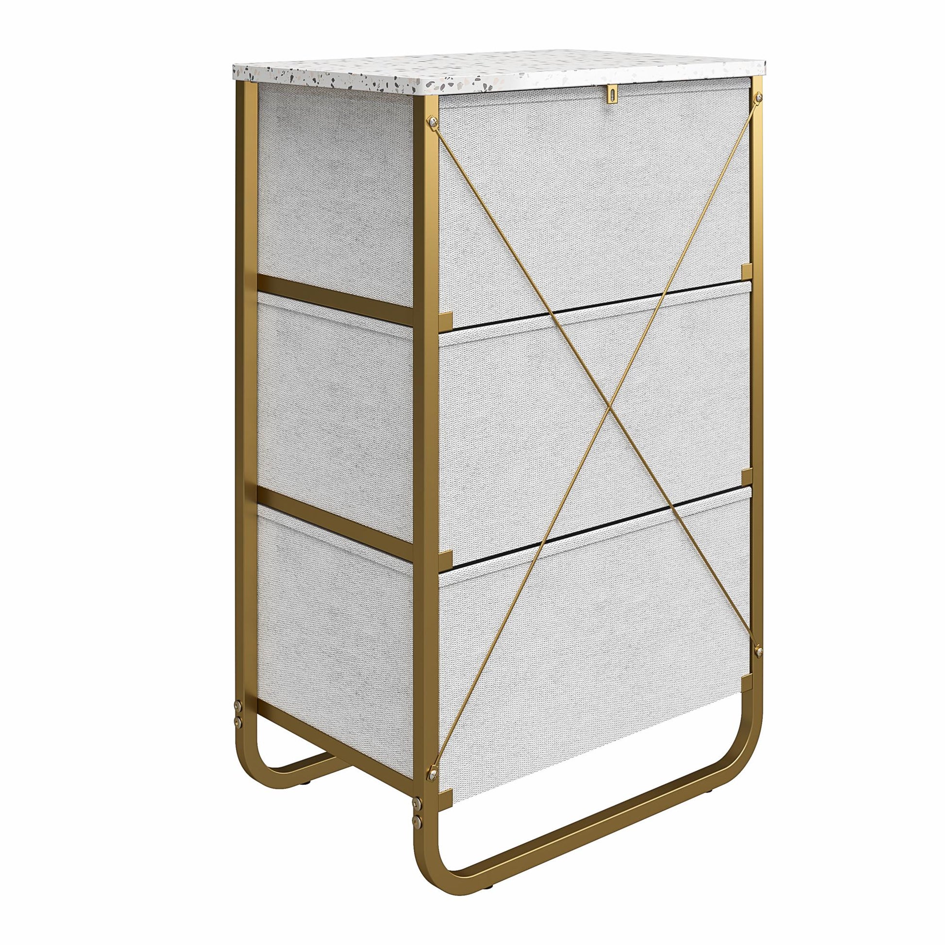 Keegan 3 Drawer Fabric Bin Storage Organizer with Metal Frame - Terrazzo