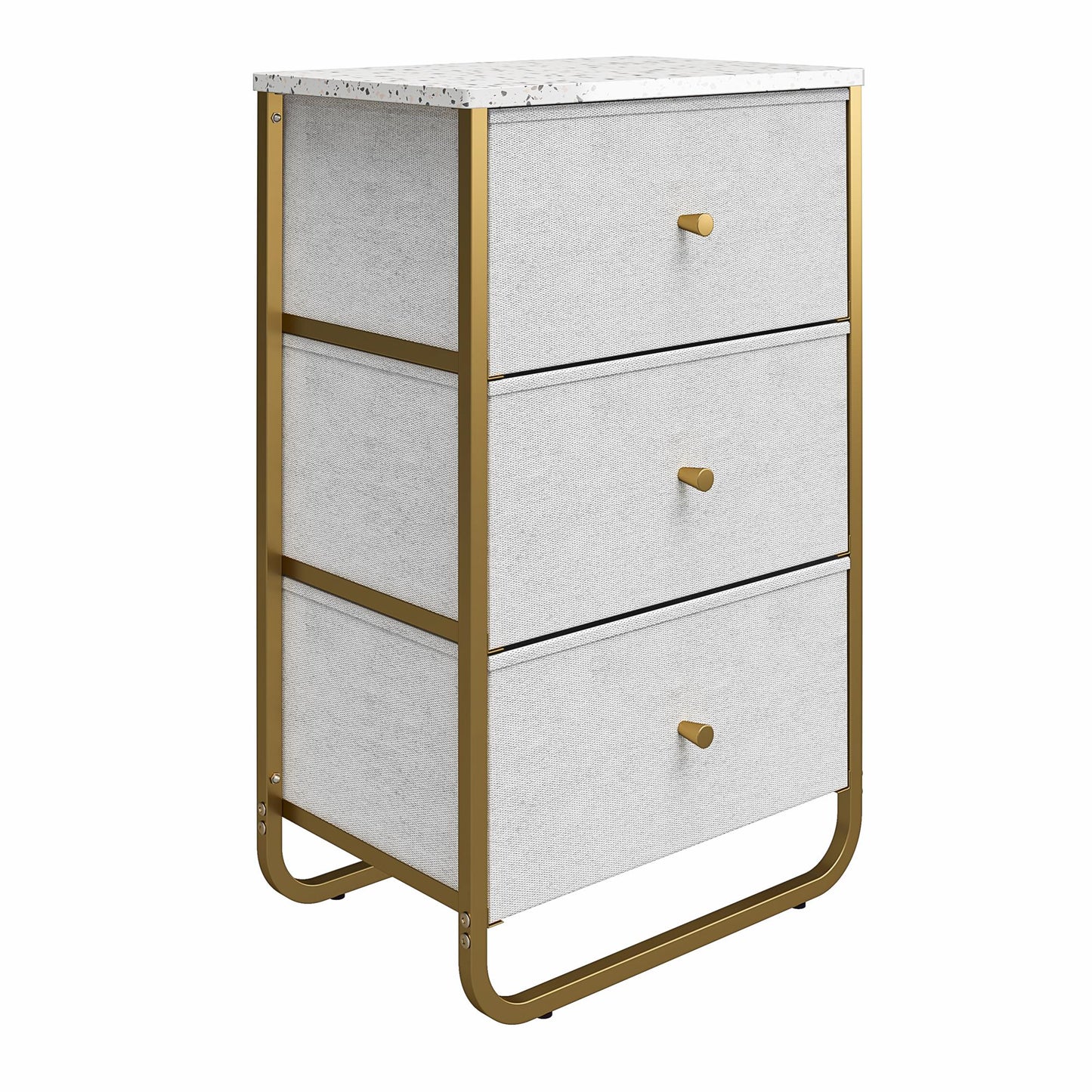 Keegan 3 Drawer Fabric Bin Storage Organizer with Metal Frame - Terrazzo