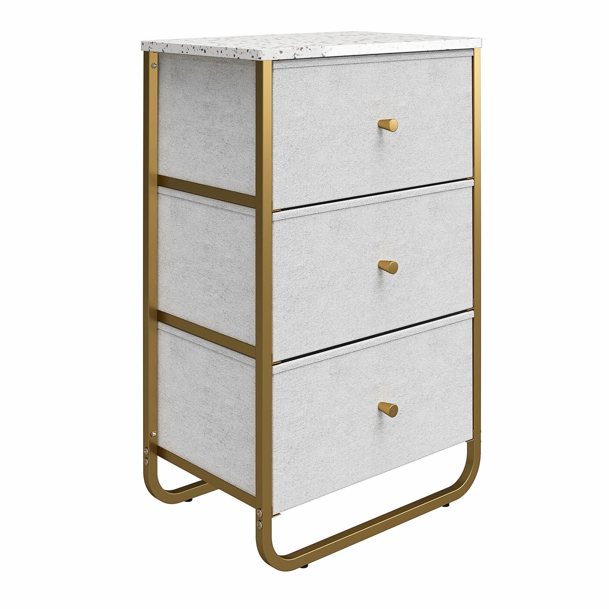 Keegan 3 Drawer Fabric Bin Storage Organizer with Metal Frame - Terrazzo