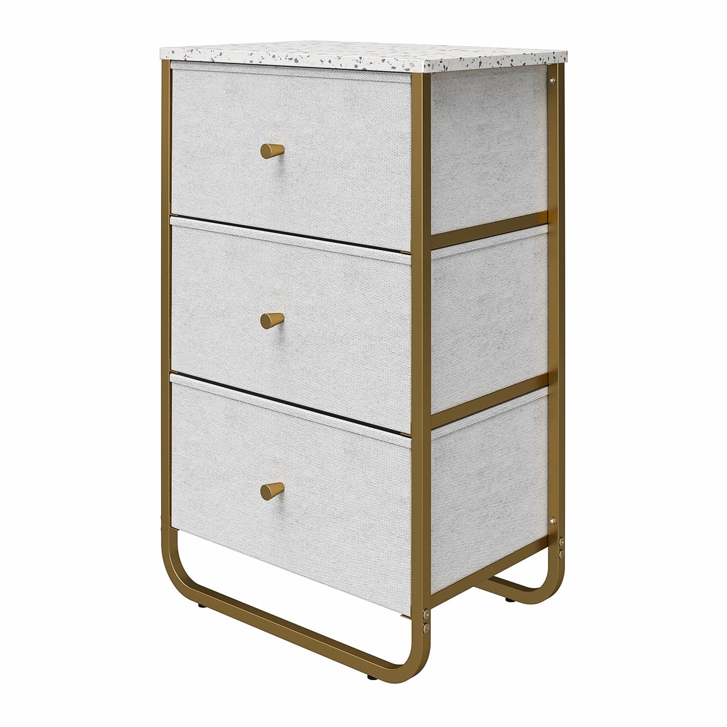 Keegan 3 Drawer Fabric Bin Storage Organizer with Metal Frame - Terrazzo