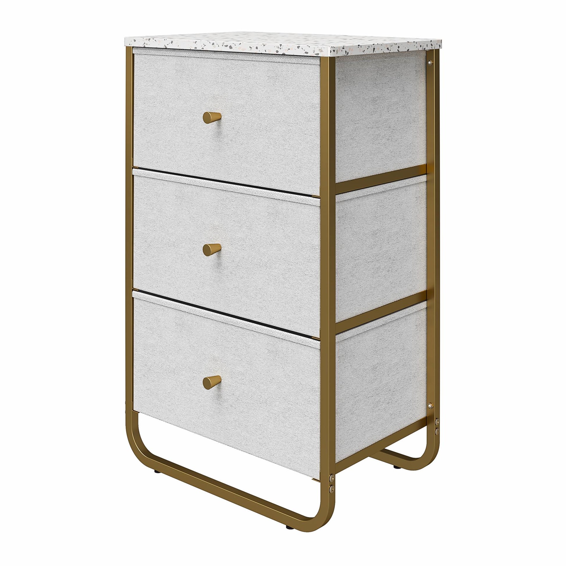 Keegan 3 Drawer Fabric Bin Storage Organizer with Metal Frame - Terrazzo