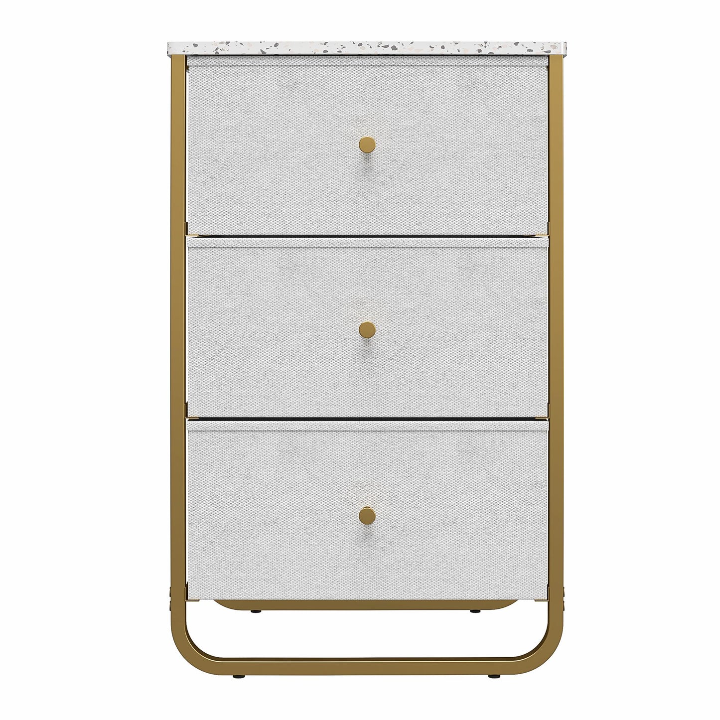 Keegan 3 Drawer Fabric Bin Storage Organizer with Metal Frame - Terrazzo