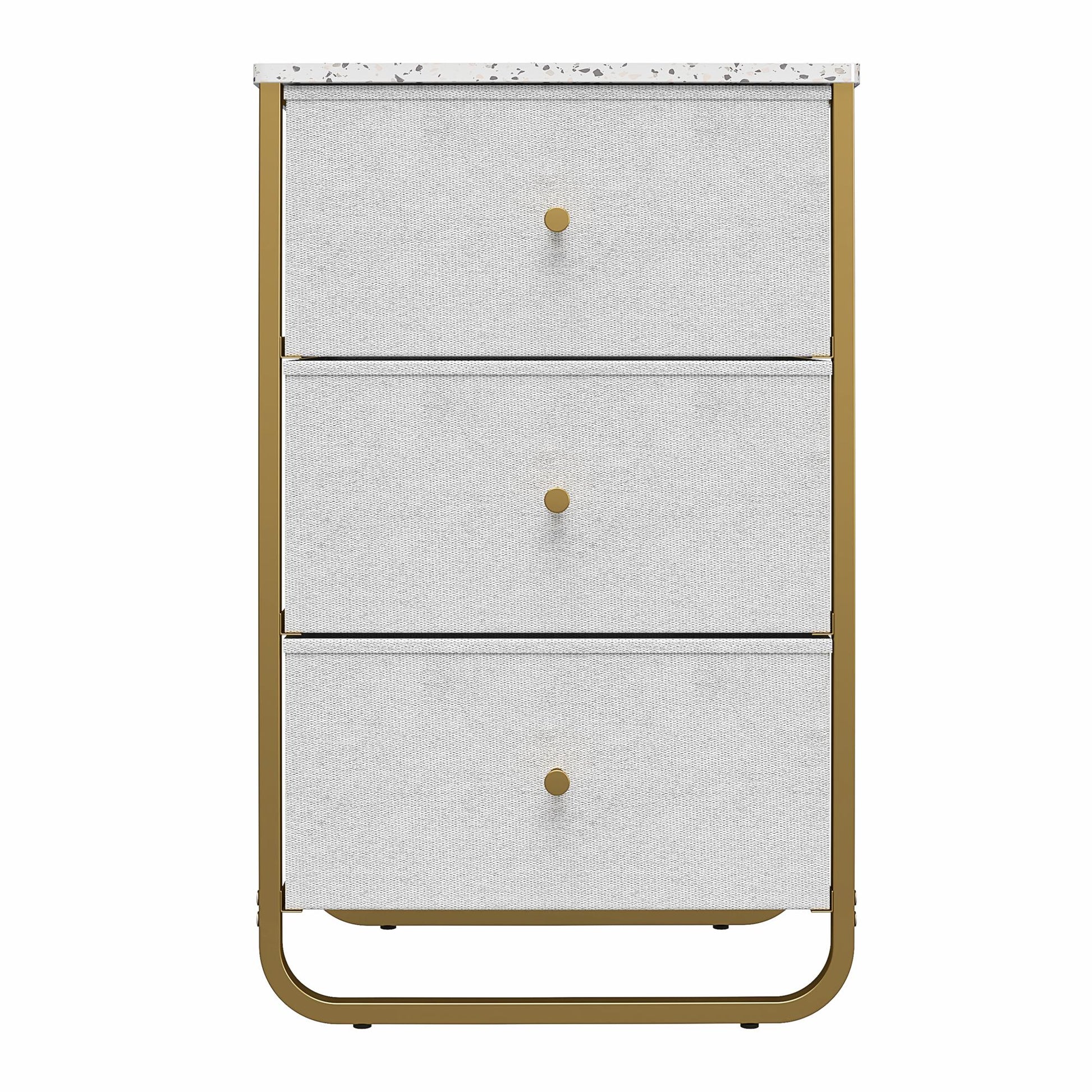 Keegan 3 Drawer Fabric Bin Storage Organizer with Metal Frame - Terrazzo