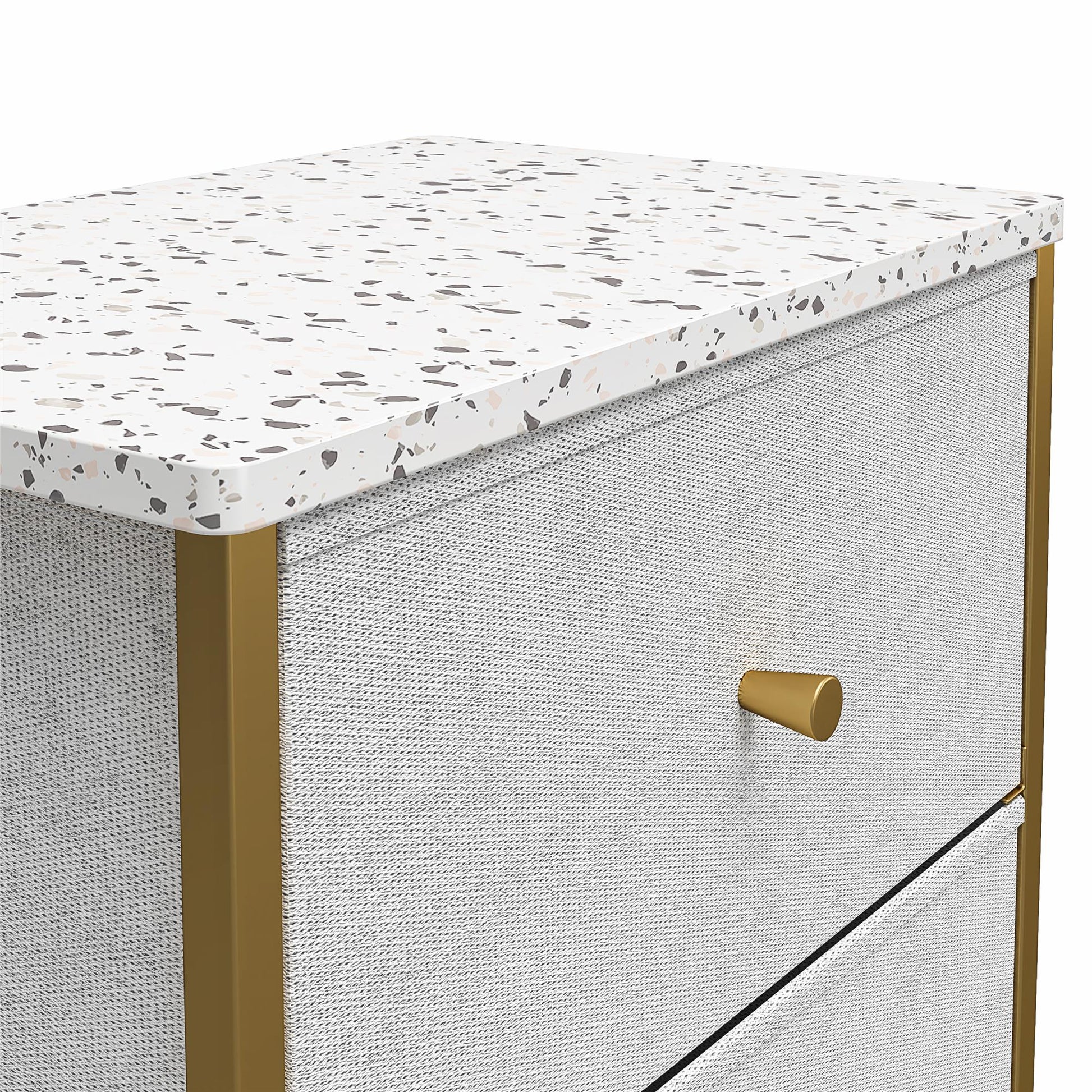 Keegan 3 Drawer Fabric Bin Storage Organizer with Metal Frame - Terrazzo