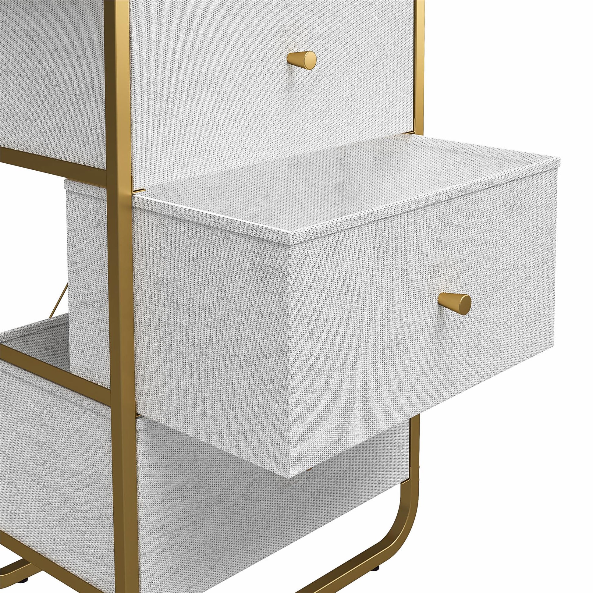 Keegan 3 Drawer Fabric Bin Storage Organizer with Metal Frame - Terrazzo