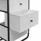 Keegan 3 Drawer Fabric Bin Storage Organizer with Metal Frame - White marble