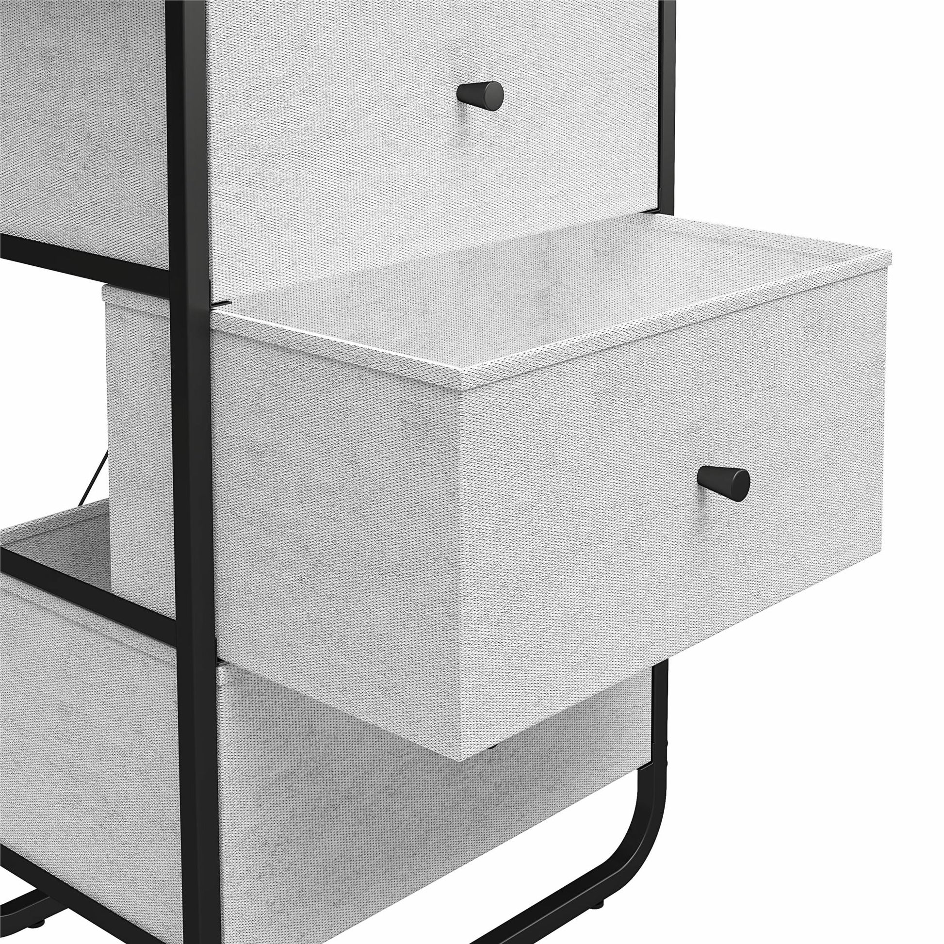 Keegan 3 Drawer Fabric Bin Storage Organizer with Metal Frame - White marble