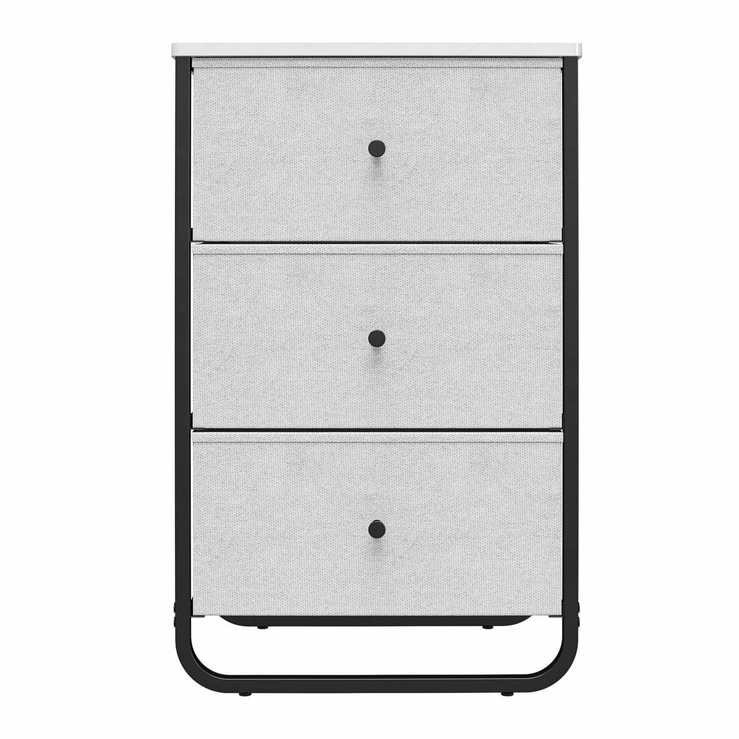 Keegan 3 Drawer Fabric Bin Storage Organizer with Metal Frame - White marble