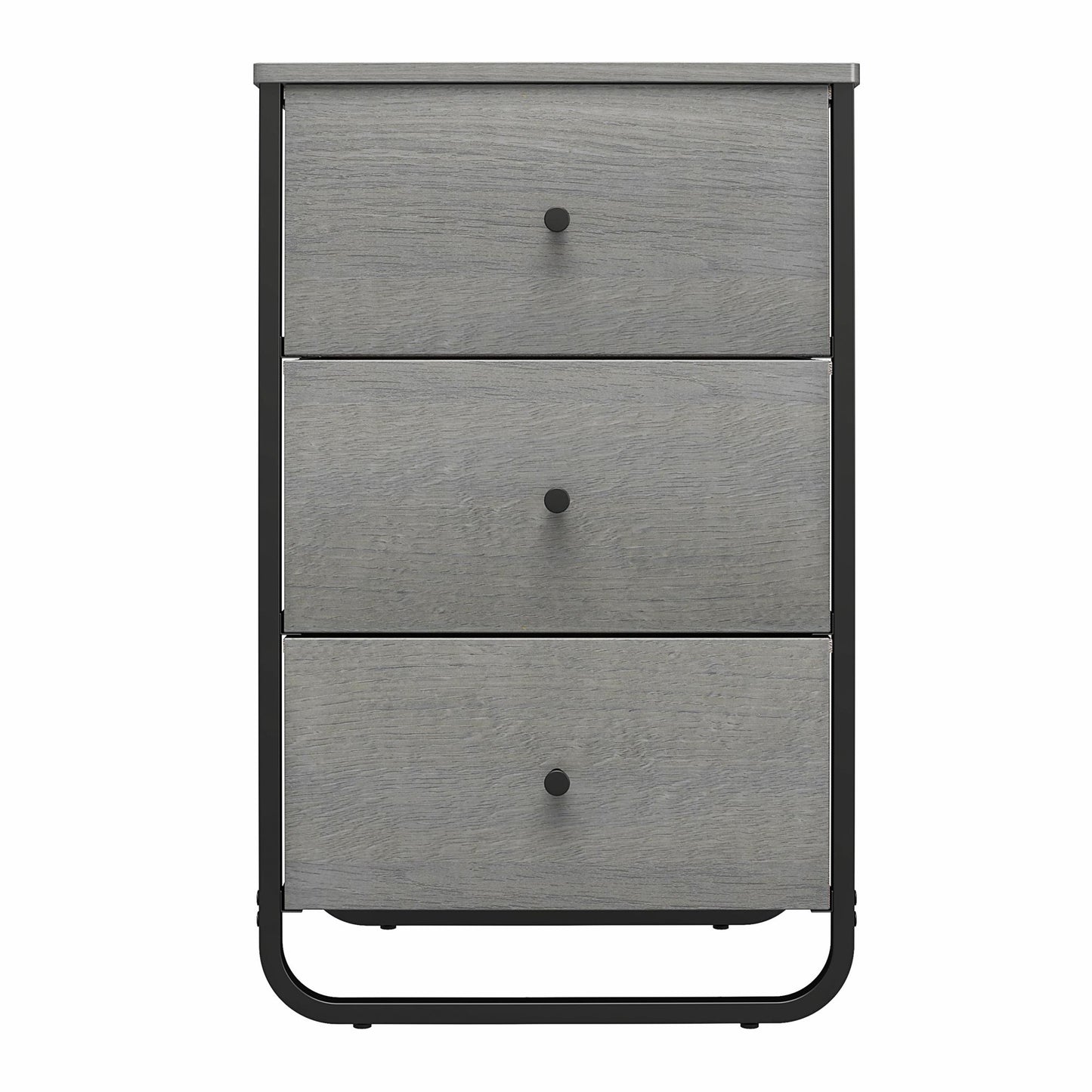Keegan 3 Drawer Fabric Bin Storage Organizer with Metal Frame - Gray Oak