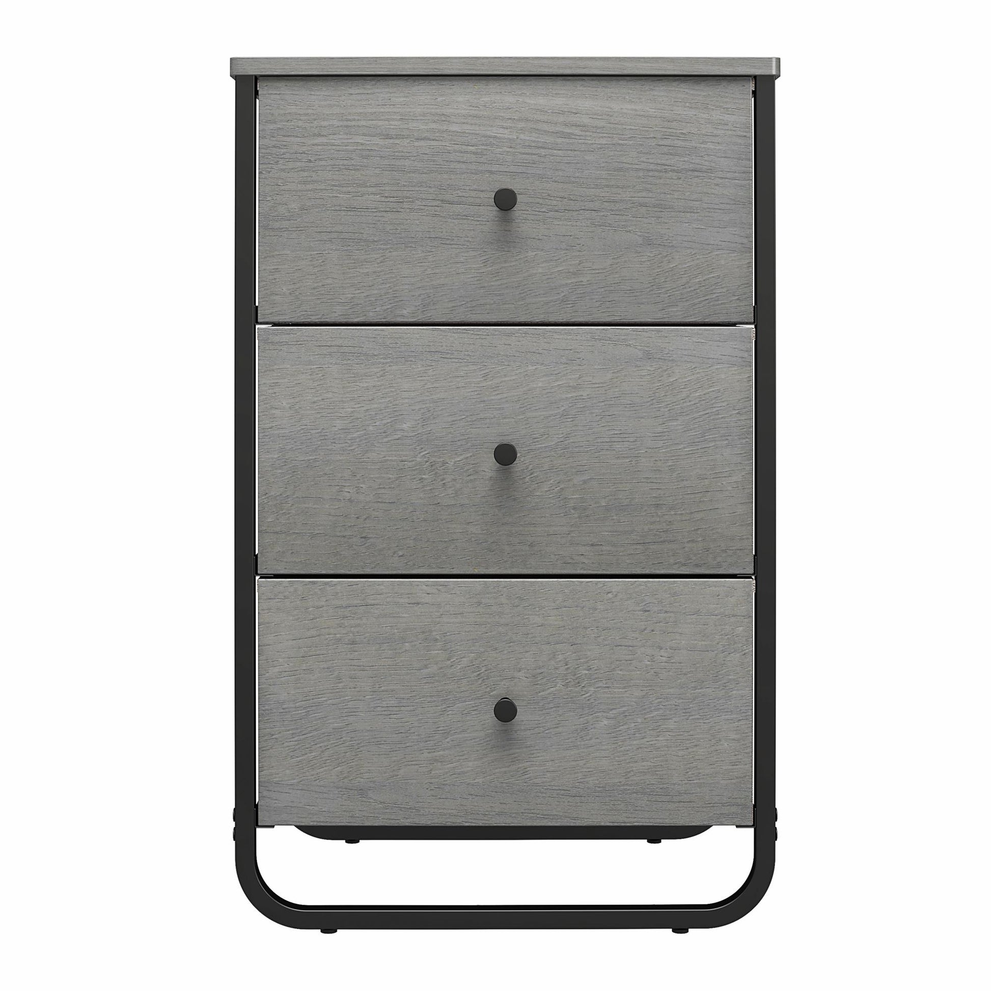 Keegan 3 Drawer Fabric Bin Storage Organizer with Metal Frame - Gray Oak