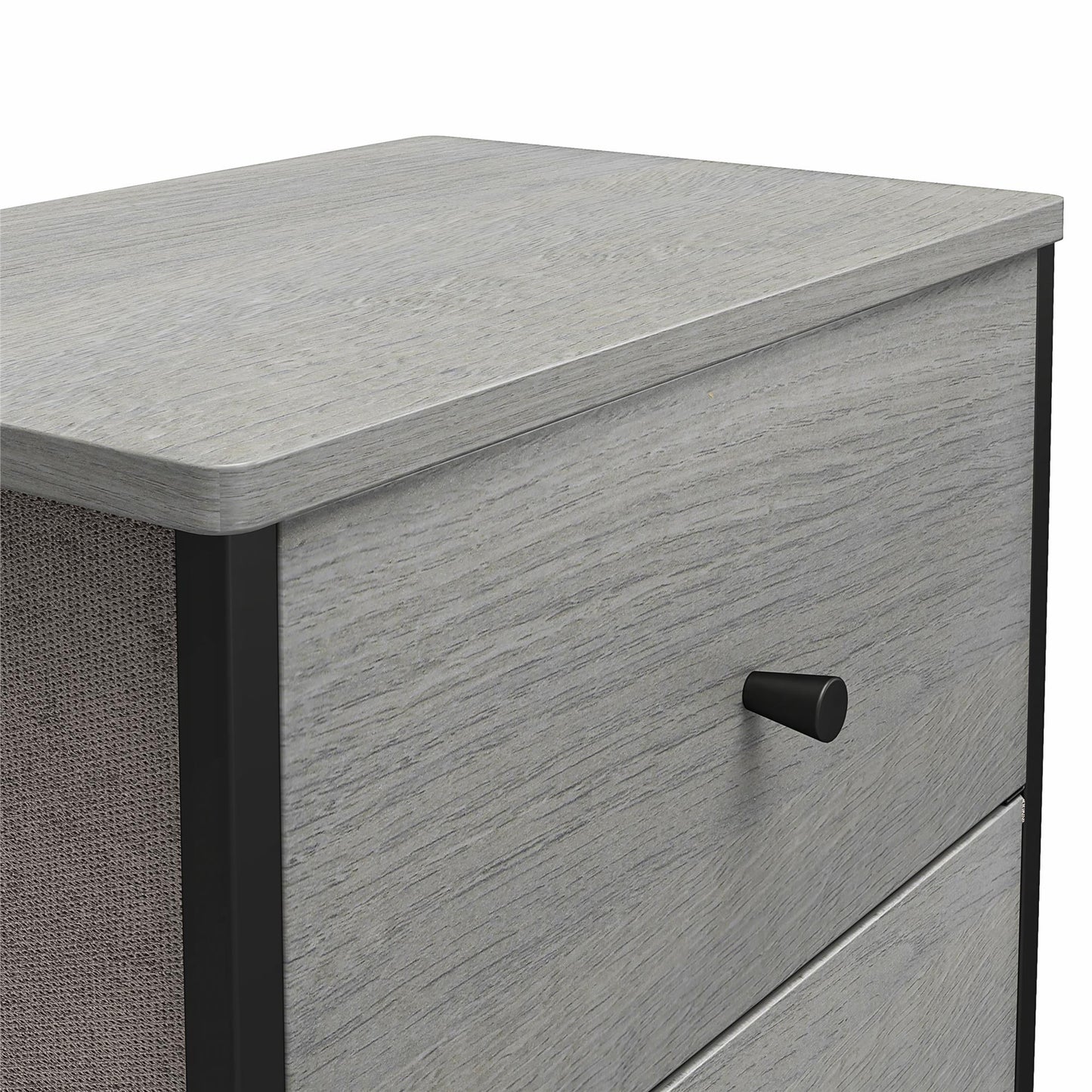 Keegan 3 Drawer Fabric Bin Storage Organizer with Metal Frame - Gray Oak