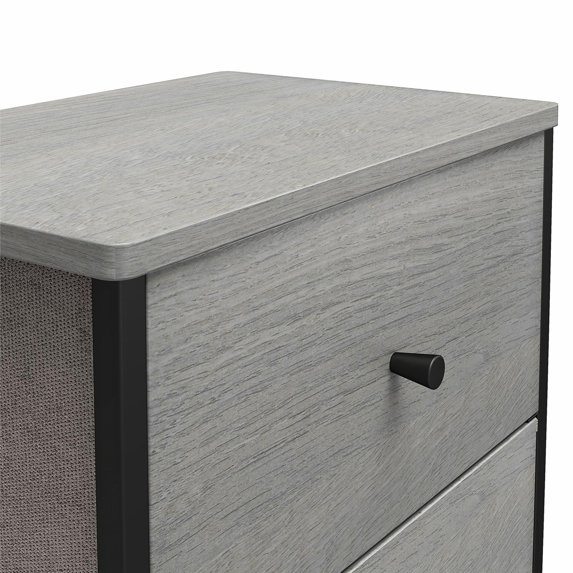 Keegan 3 Drawer Fabric Bin Storage Organizer with Metal Frame - Gray Oak