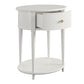 Aurora Rounded End Table with Drawer and Lower Shelf - White