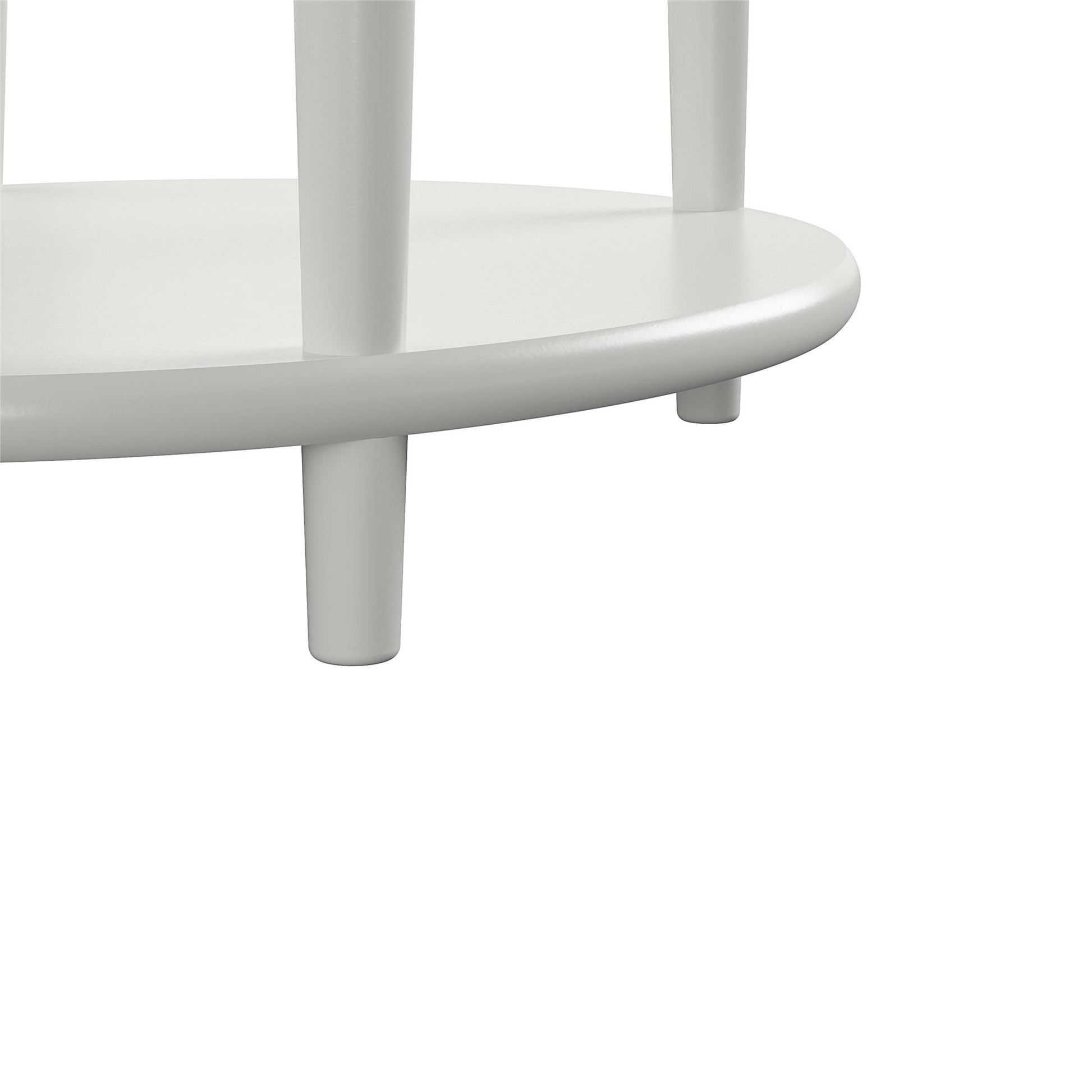 Aurora Rounded End Table with Drawer and Lower Shelf - White