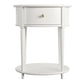Aurora Rounded End Table with Drawer and Lower Shelf - White