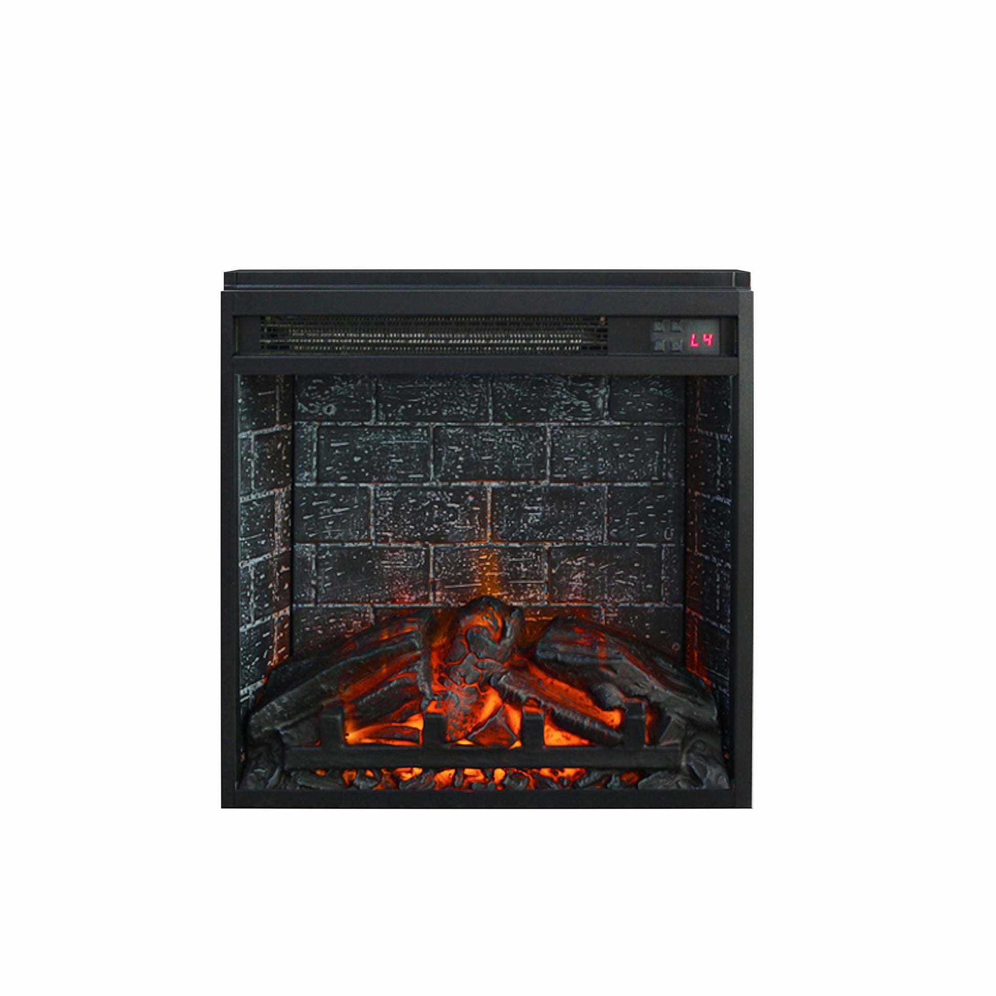 18 Inch Glass Front Electric Fireplace Insert with Remote - Black