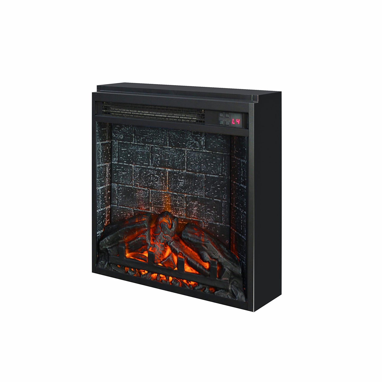 18 Inch Glass Front Electric Fireplace Insert with Remote - Black