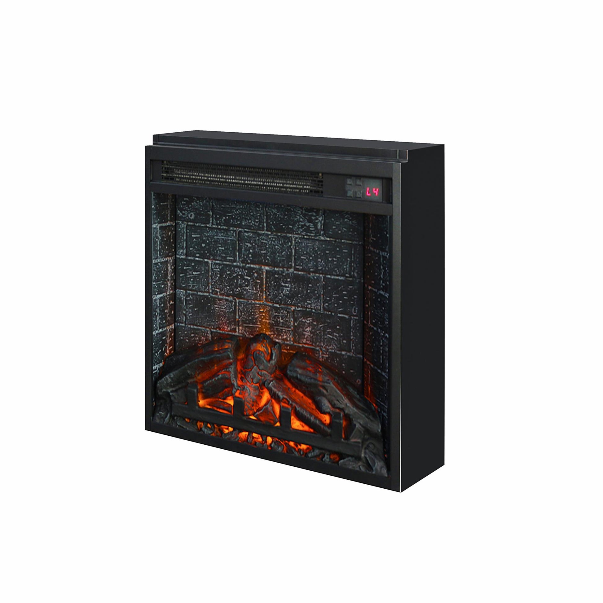 18 Inch Glass Front Electric Fireplace Insert with Remote - Black