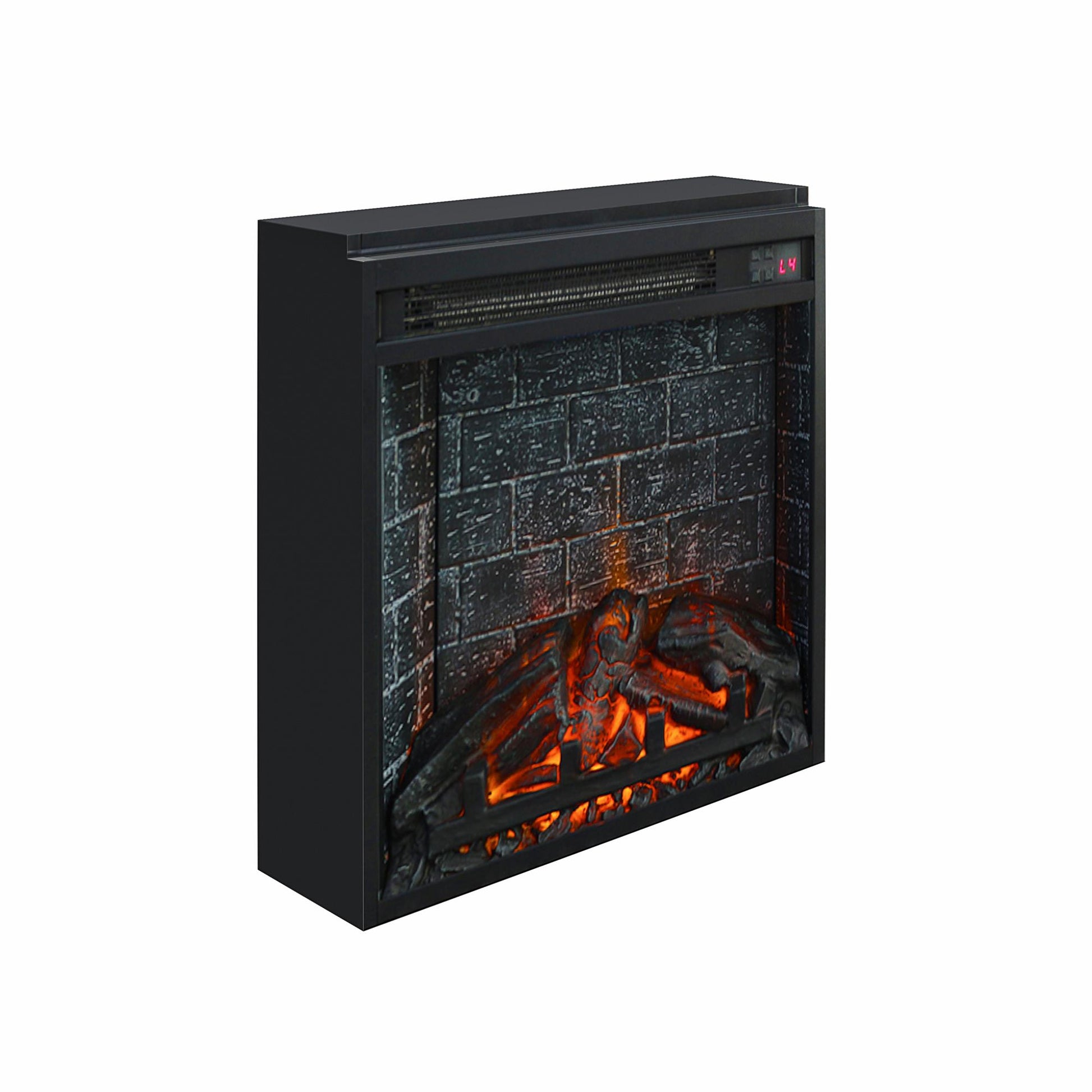 18 Inch Glass Front Electric Fireplace Insert with Remote - Black
