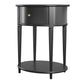 Aurora Rounded End Table with Drawer and Lower Shelf - Black