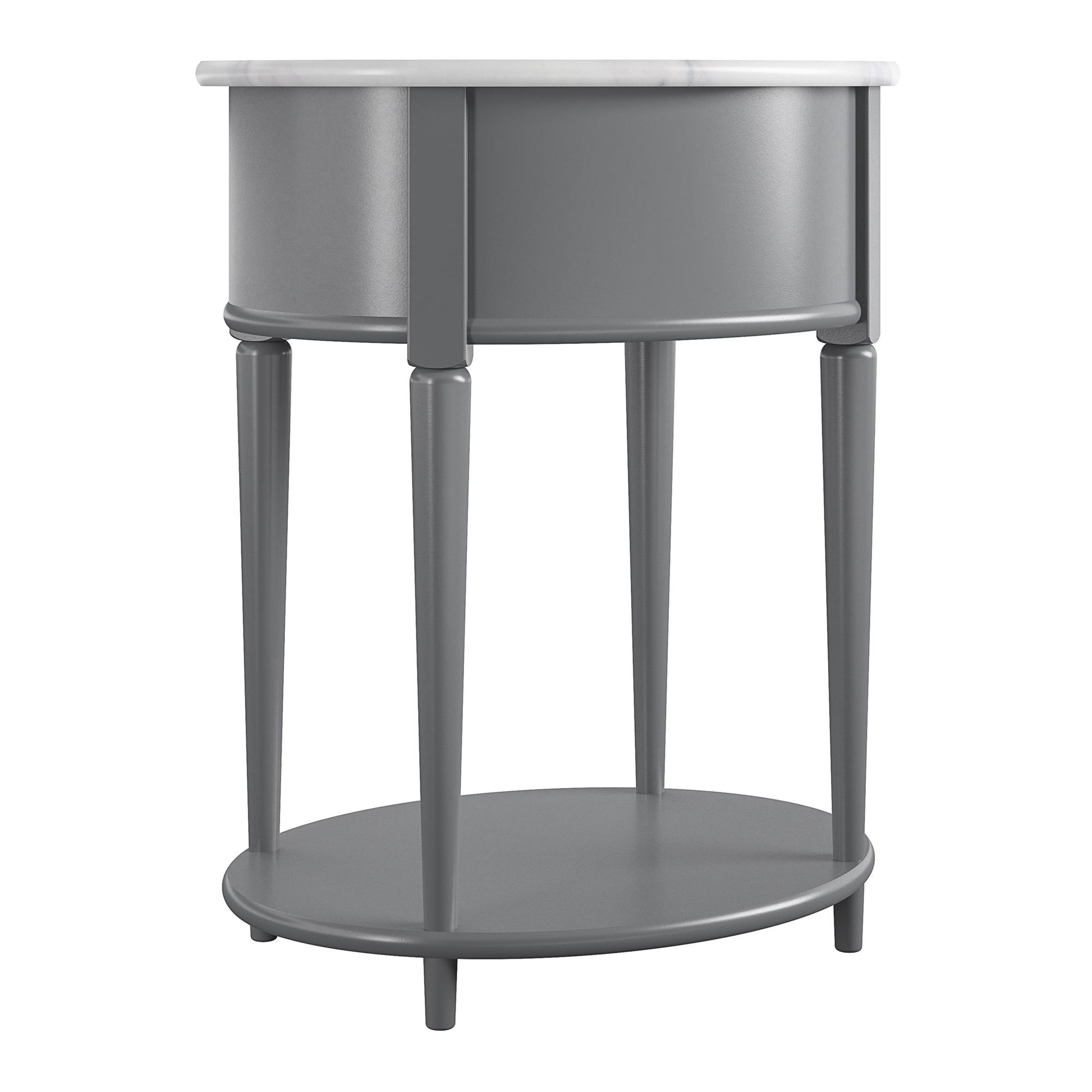Aurora Rounded End Table with Drawer and Lower Shelf - Graphite
