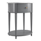 Aurora Rounded End Table with Drawer and Lower Shelf - Graphite