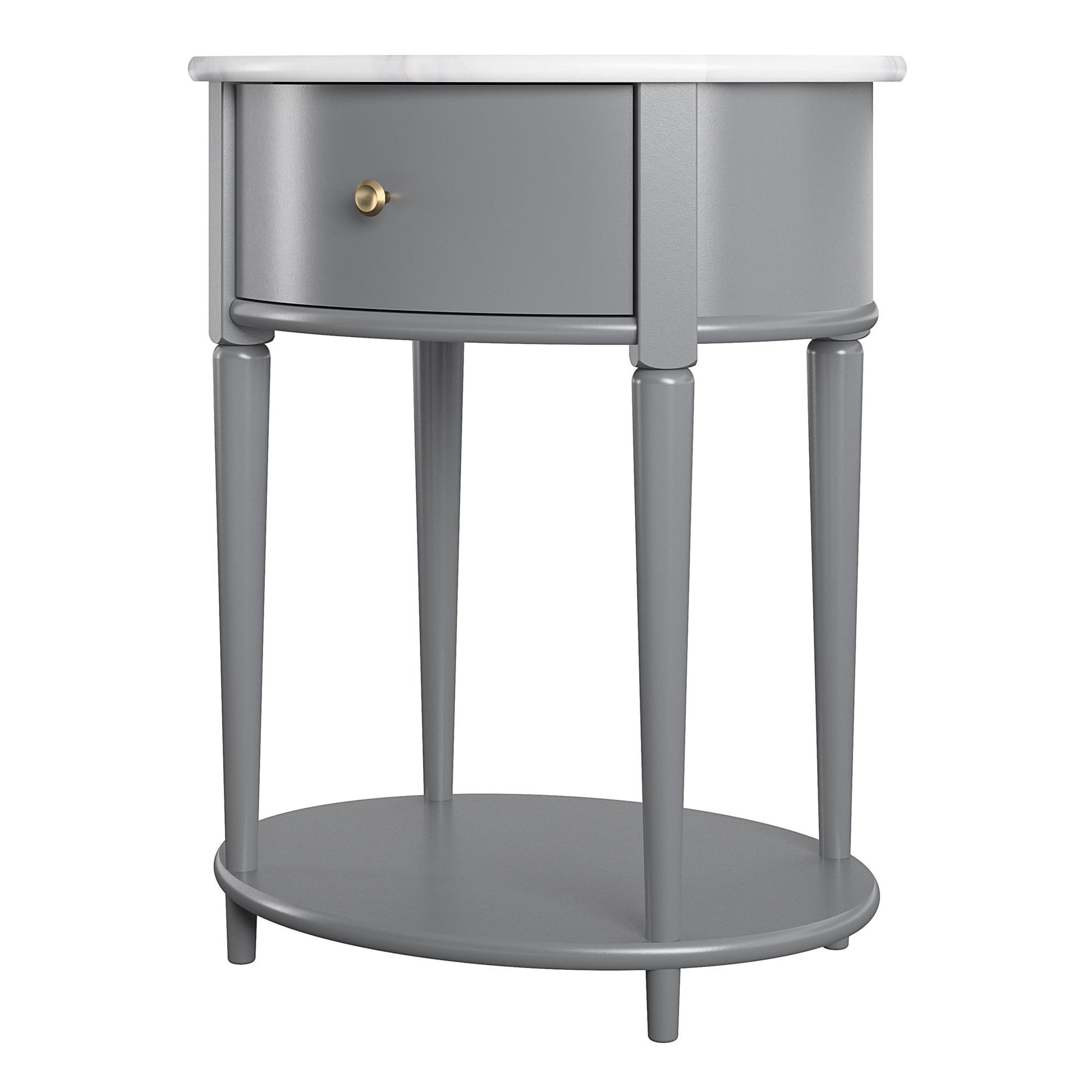 Aurora Rounded End Table with Drawer and Lower Shelf - Graphite