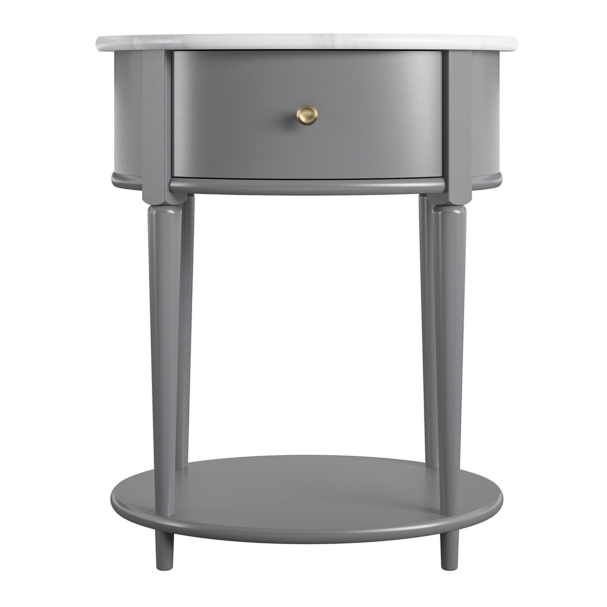 Aurora Rounded End Table with Drawer and Lower Shelf - Graphite