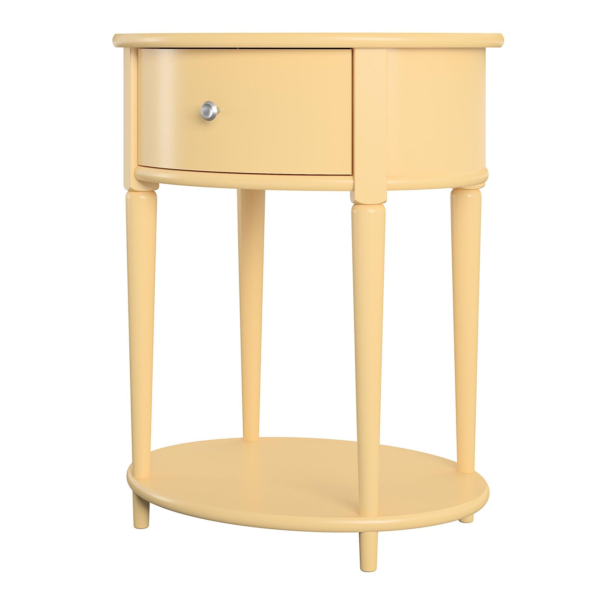Aurora Rounded End Table with Drawer and Lower Shelf - Yellow