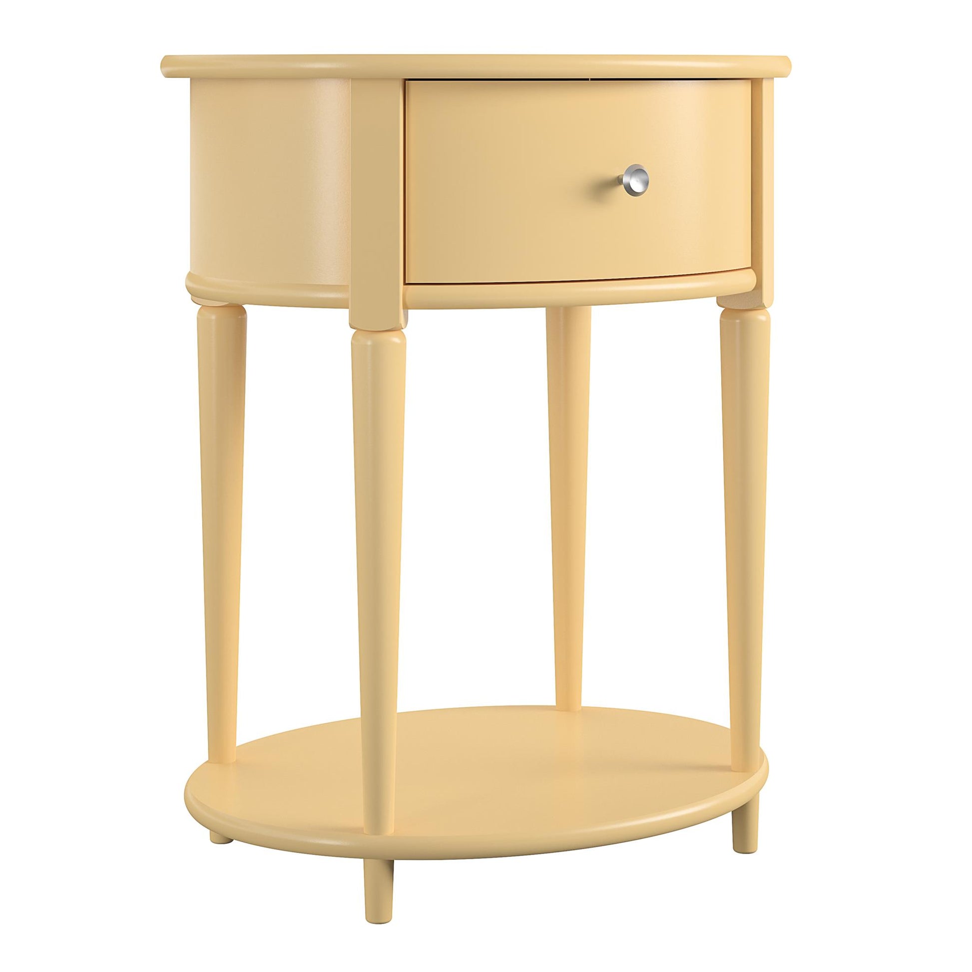 Aurora Rounded End Table with Drawer and Lower Shelf - Yellow