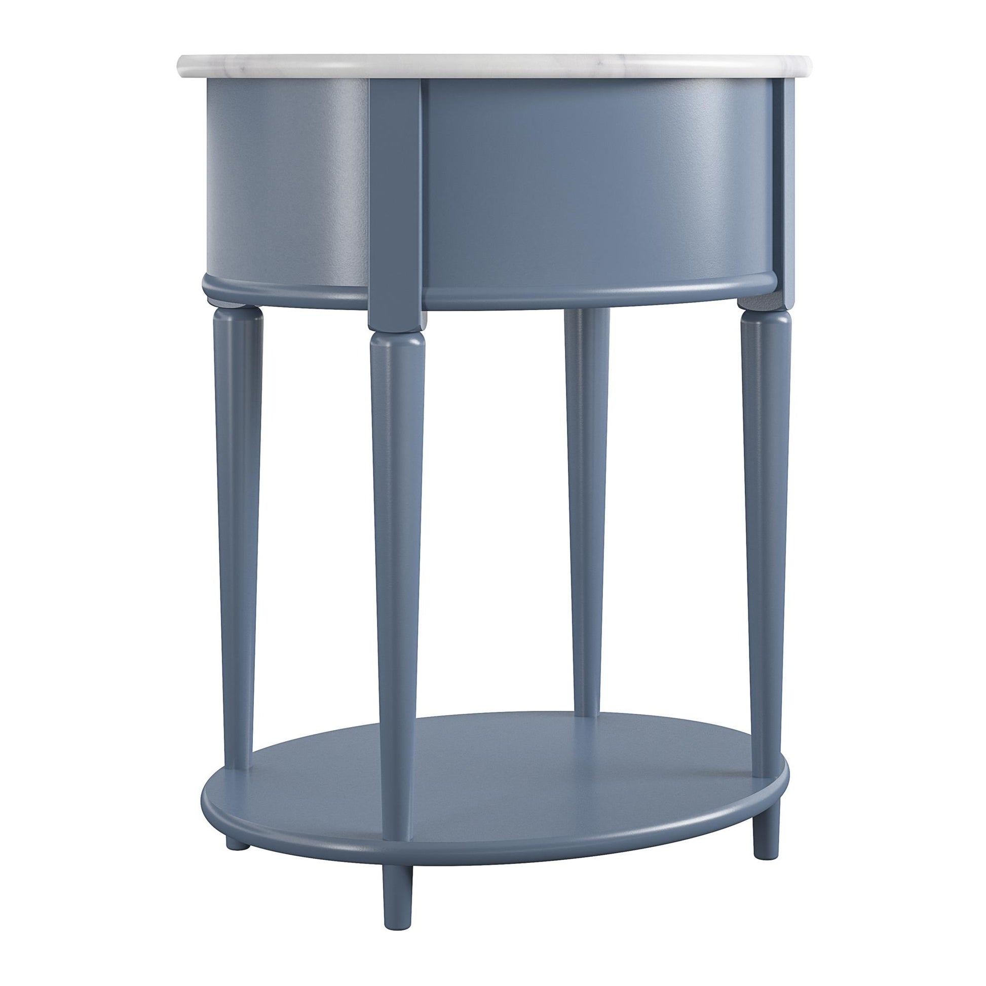 Aurora Rounded End Table with Drawer and Lower Shelf - Her Majesty Blue