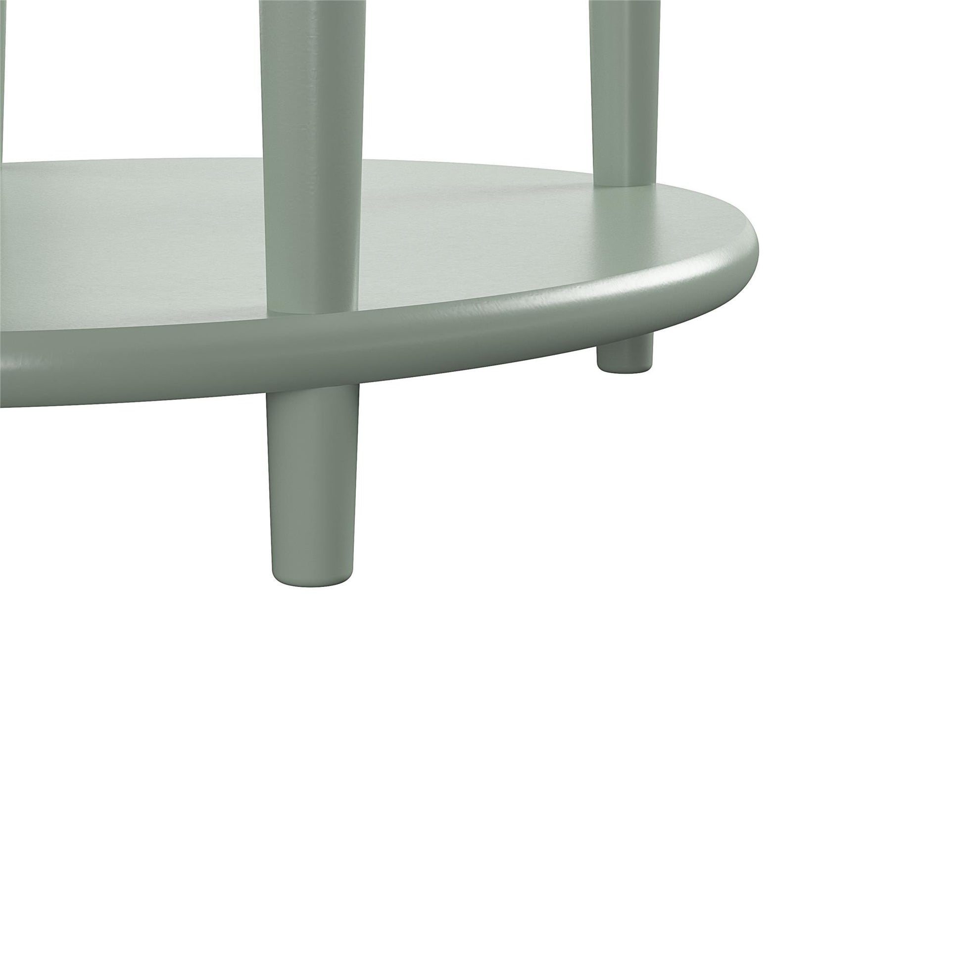 Aurora Rounded End Table with Drawer and Lower Shelf - Pale Green