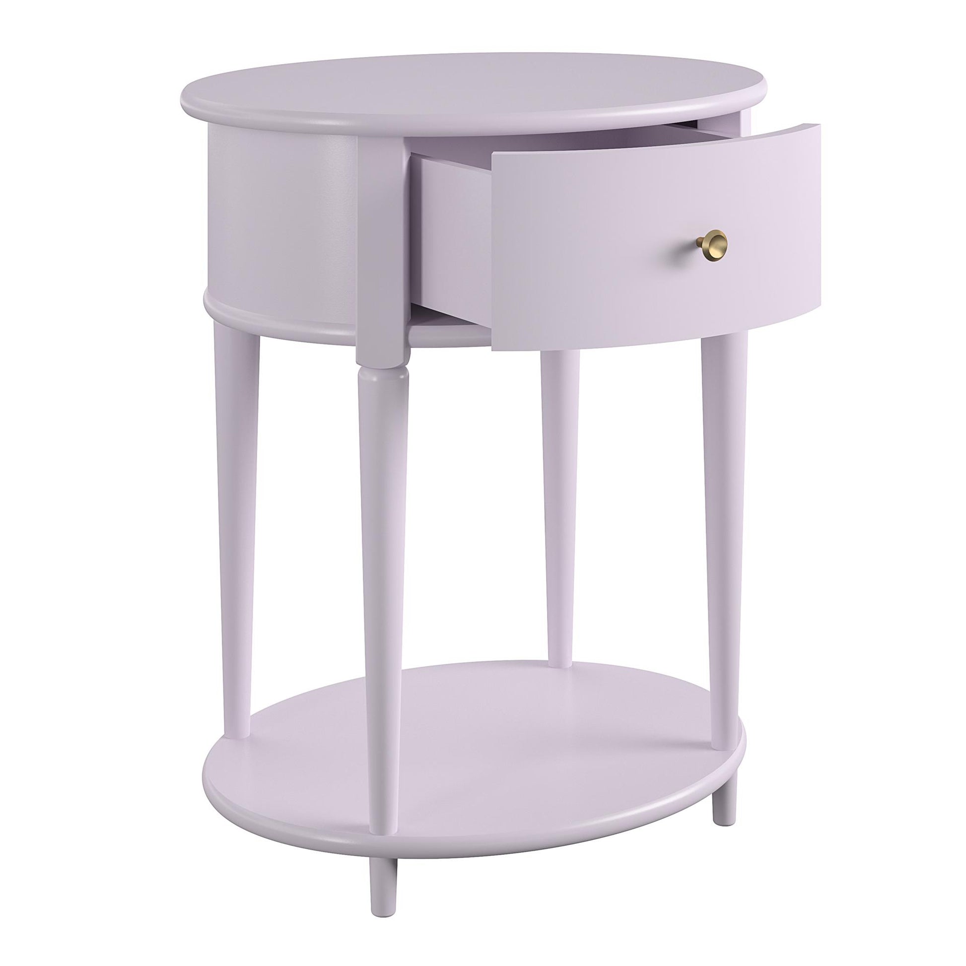 Aurora Rounded End Table with Drawer and Lower Shelf - Lavender