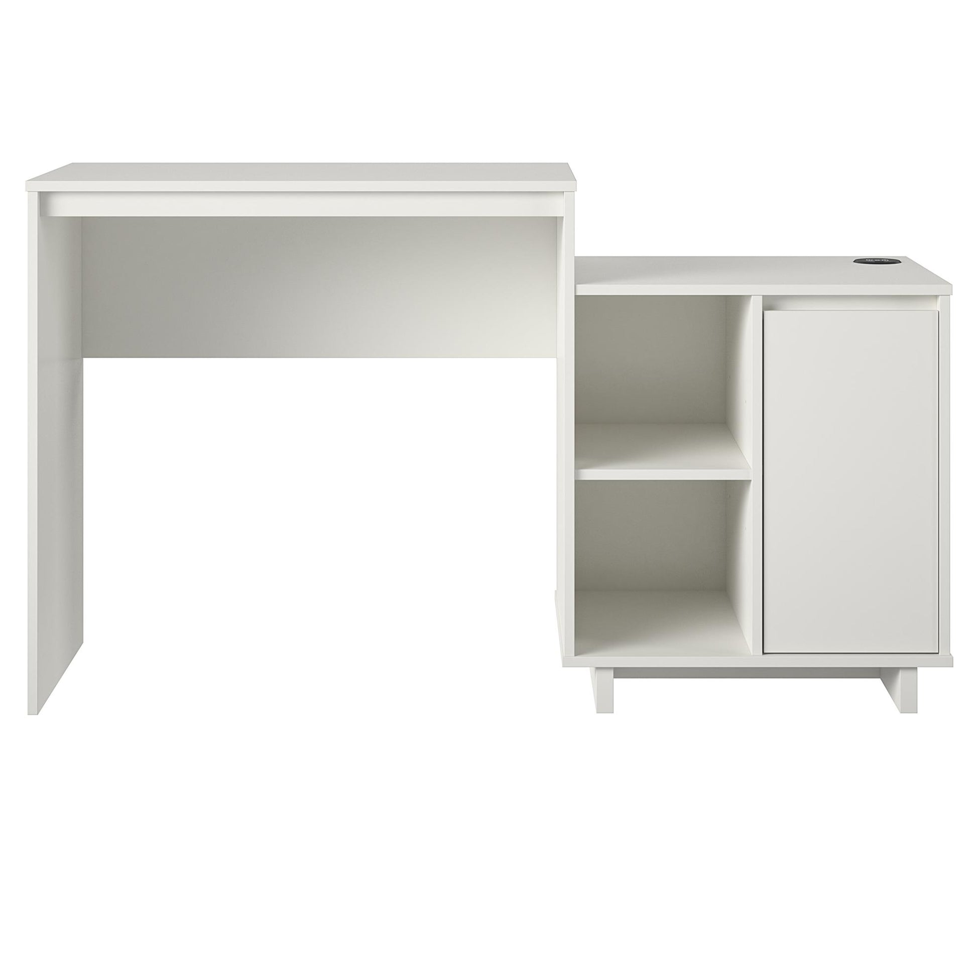 Ravelston Computer Desk and Cabinet Combo with Wireless Charging Port - White