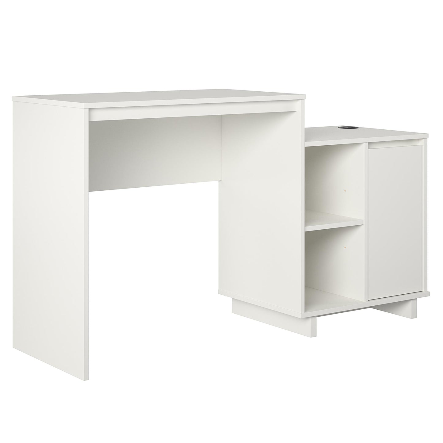 Ravelston Computer Desk and Cabinet Combo with Wireless Charging Port - White