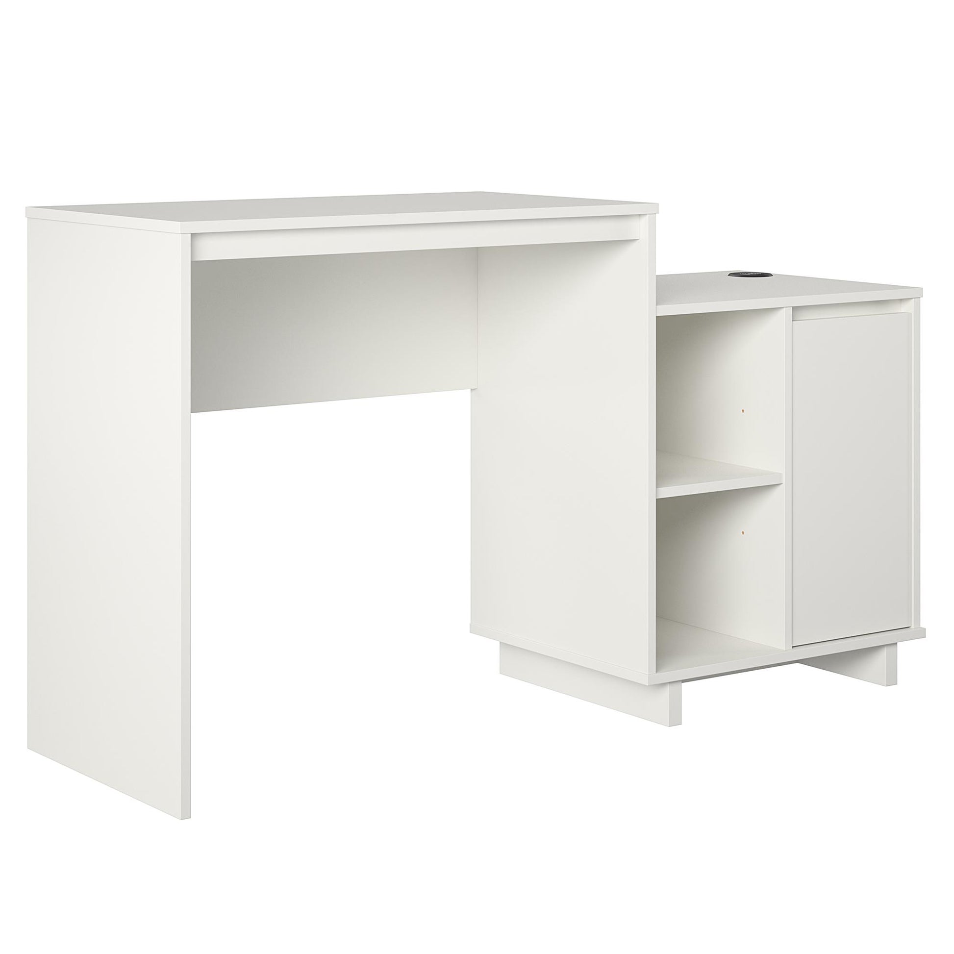 Ravelston Computer Desk and Cabinet Combo with Wireless Charging Port - White