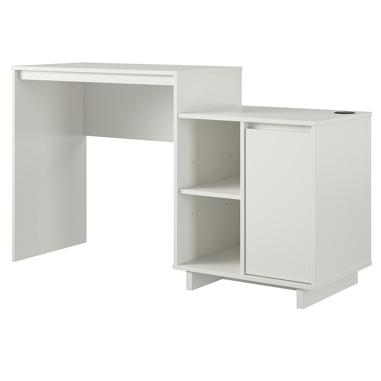 Ravelston Computer Desk and Cabinet Combo with Wireless Charging Port - White