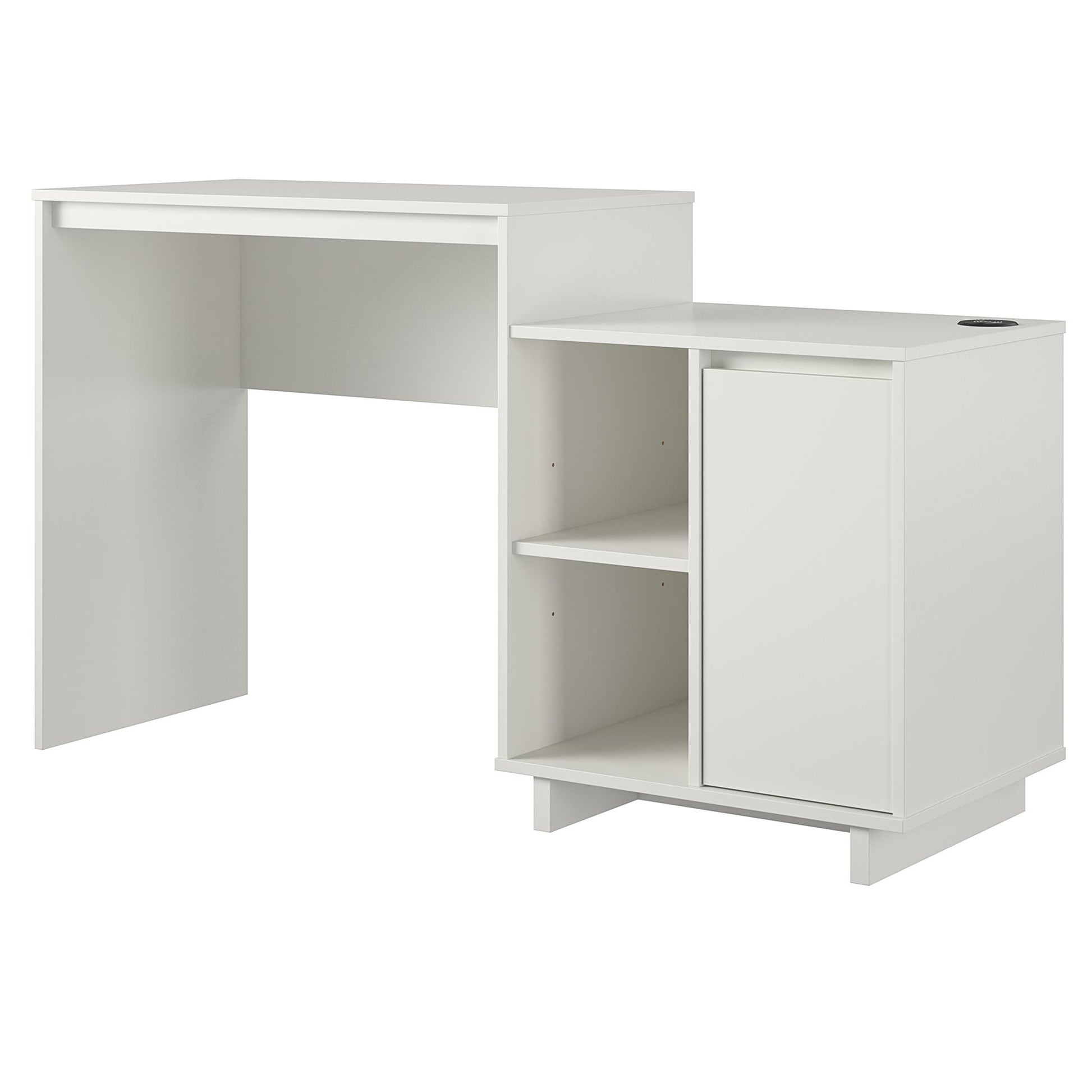 Ravelston Computer Desk and Cabinet Combo with Wireless Charging Port - White