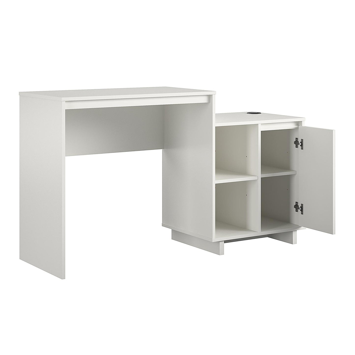 Ravelston Computer Desk and Cabinet Combo with Wireless Charging Port - White