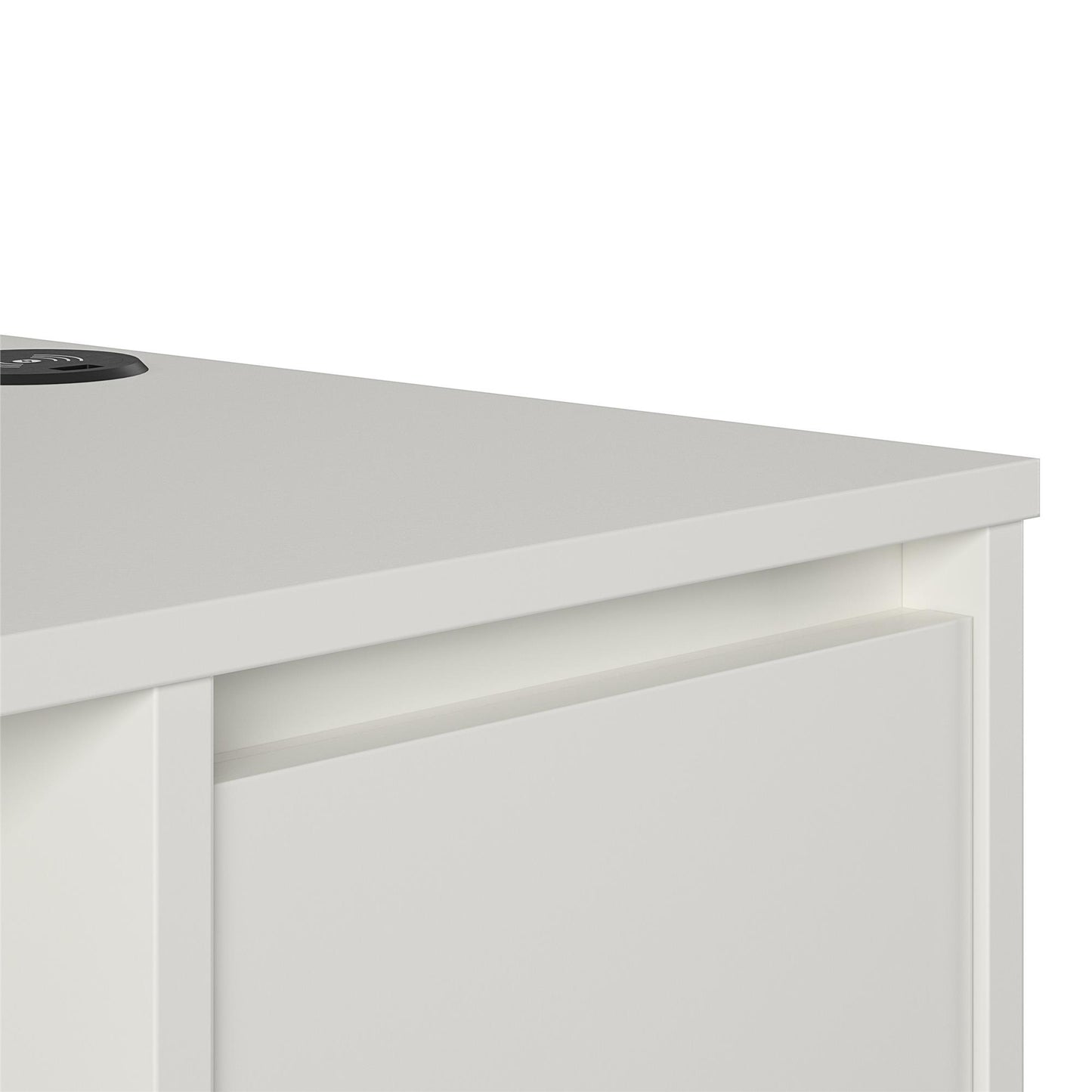 Ravelston Computer Desk and Cabinet Combo with Wireless Charging Port - White