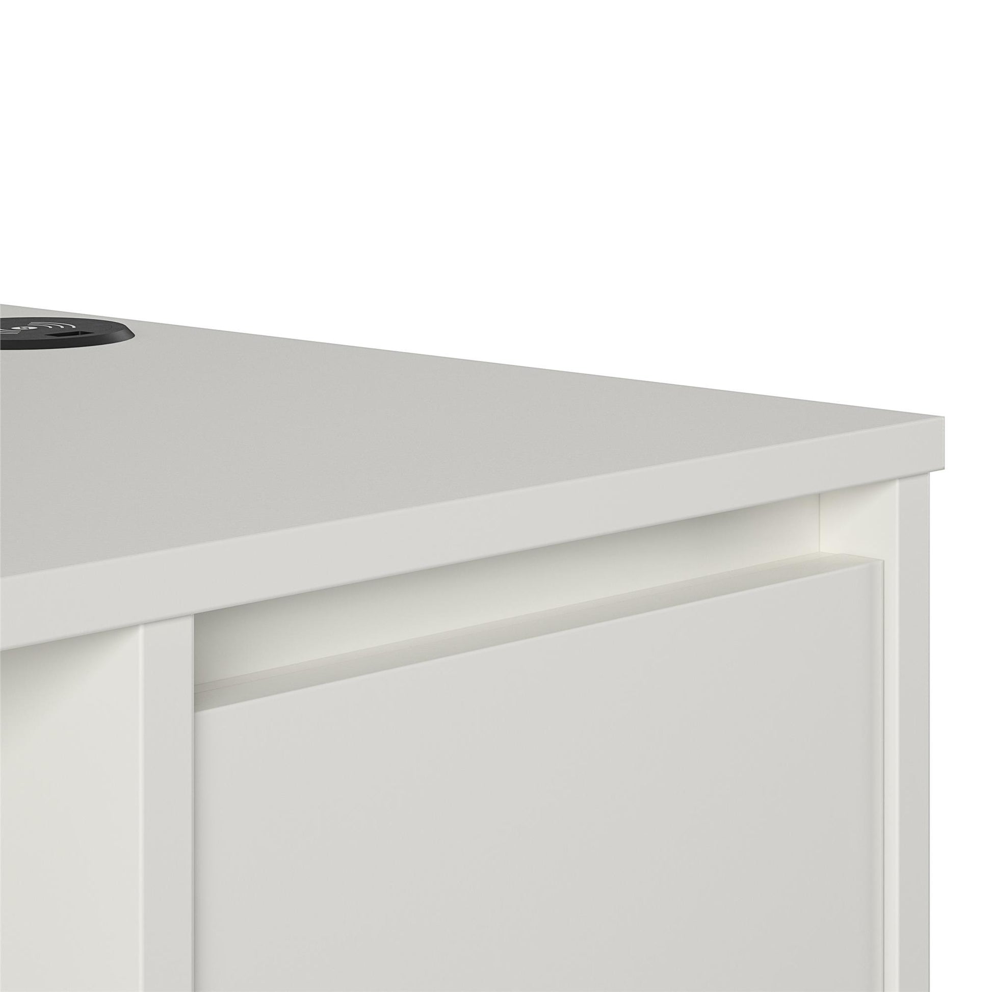 Ravelston Computer Desk and Cabinet Combo with Wireless Charging Port - White