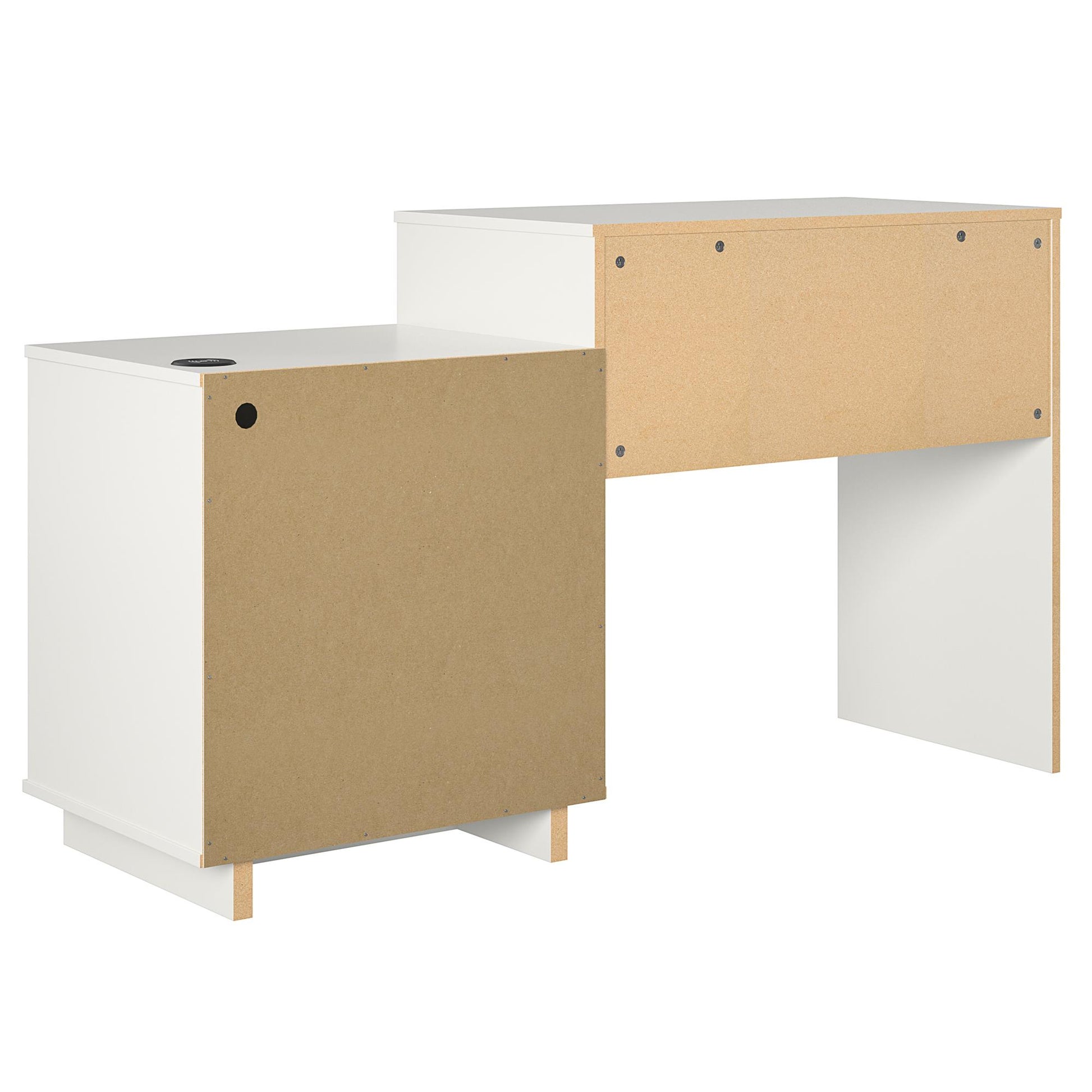 Ravelston Computer Desk and Cabinet Combo with Wireless Charging Port - White