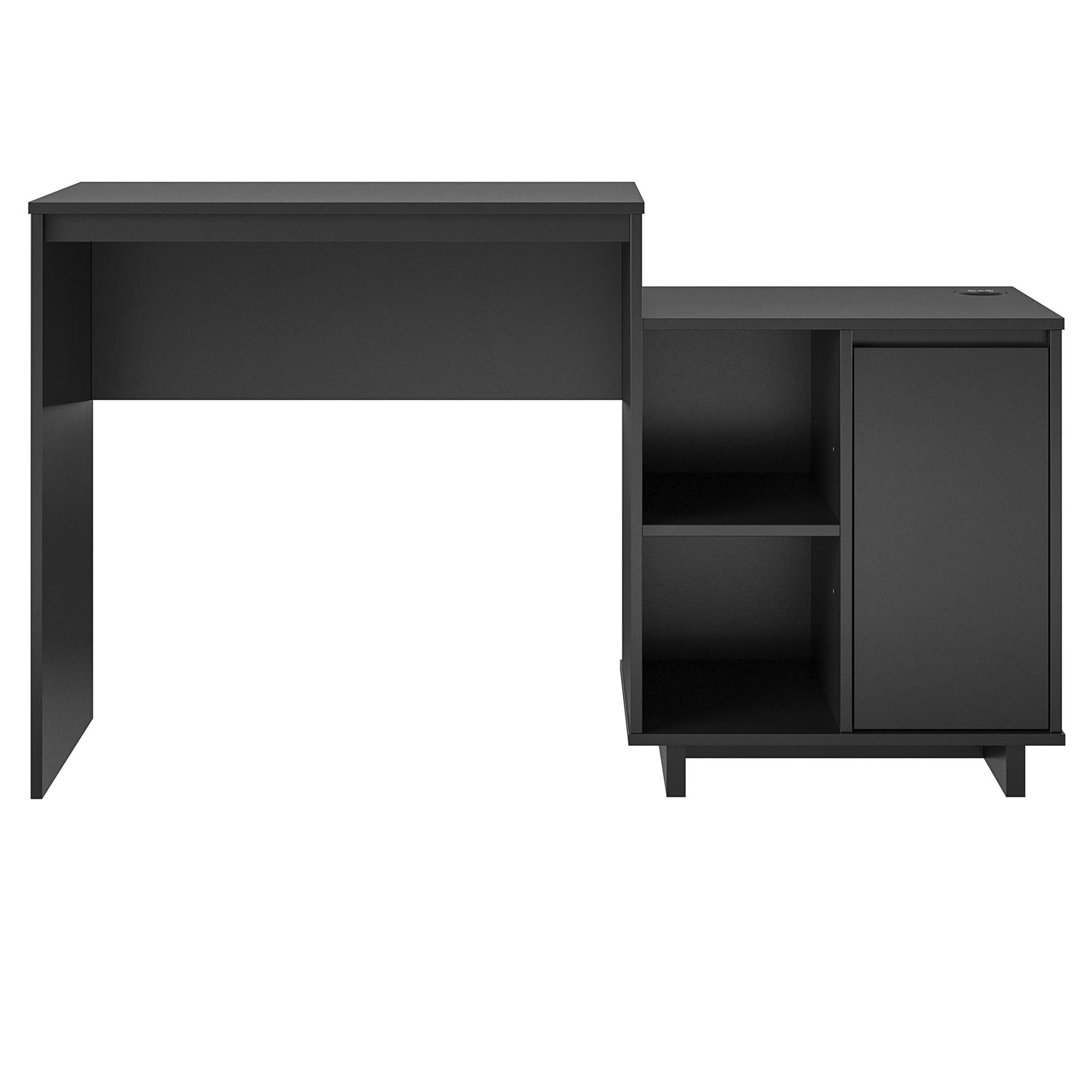 Ravelston Computer Desk and Cabinet Combo with Wireless Charging Port - Black
