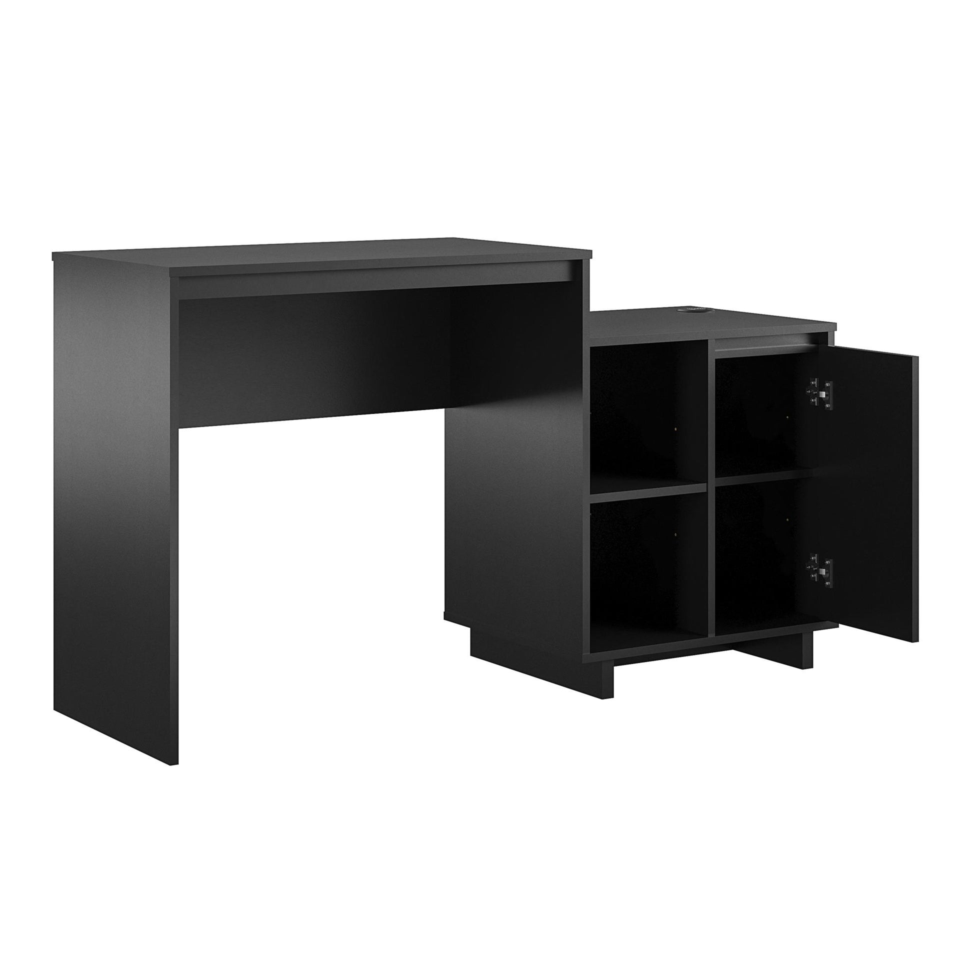 Ravelston Computer Desk and Cabinet Combo with Wireless Charging Port - Black