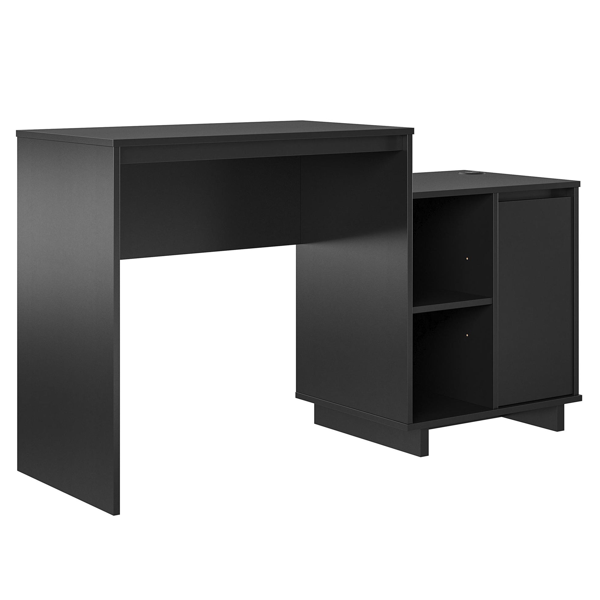 Ravelston Computer Desk and Cabinet Combo with Wireless Charging Port - Black