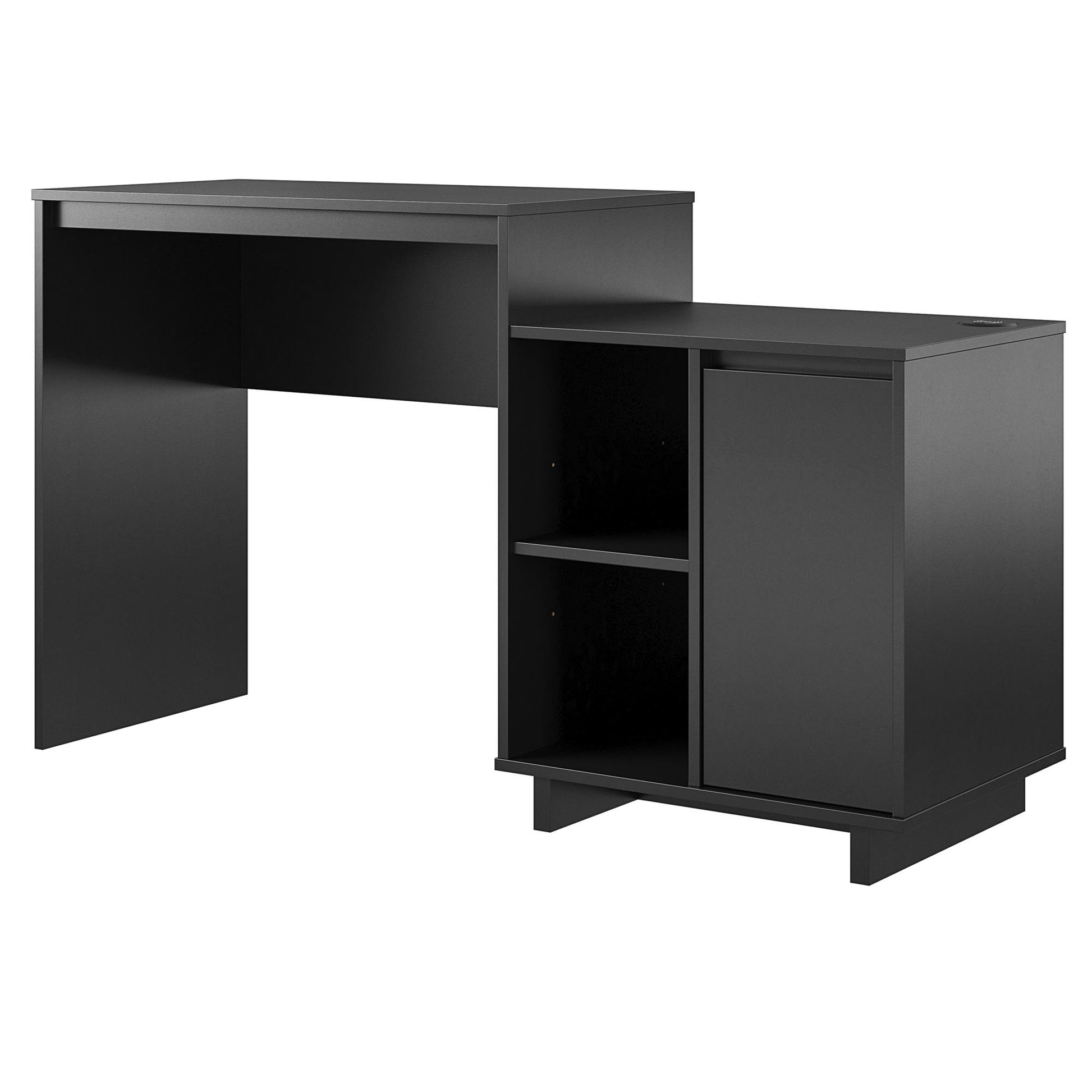 Ravelston Computer Desk and Cabinet Combo with Wireless Charging Port - Black