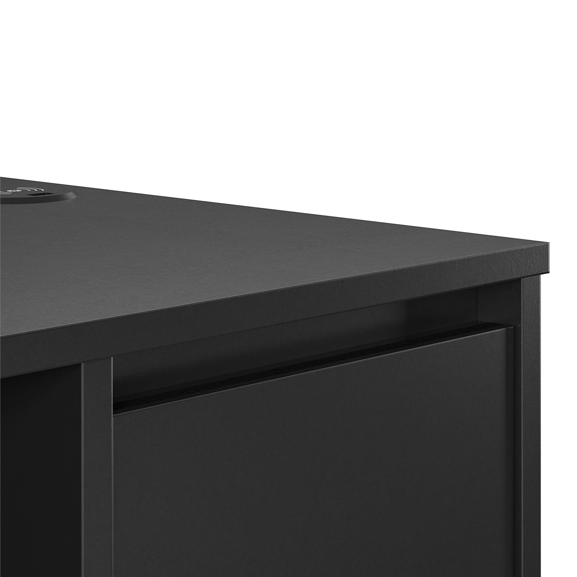 Ravelston Computer Desk and Cabinet Combo with Wireless Charging Port - Black